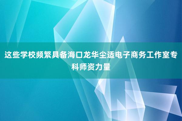 这些学校频繁具备海口龙华尘适电子商务工作室专科师资力量